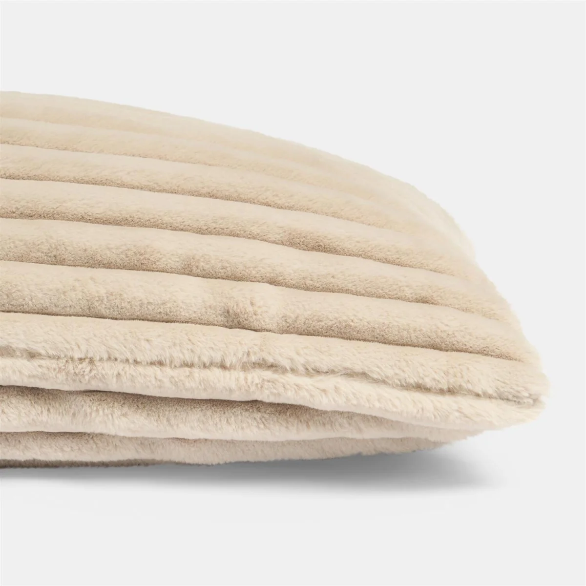 OHS Ribbed Faux Fur Bolster Pillow - Natural – image 7