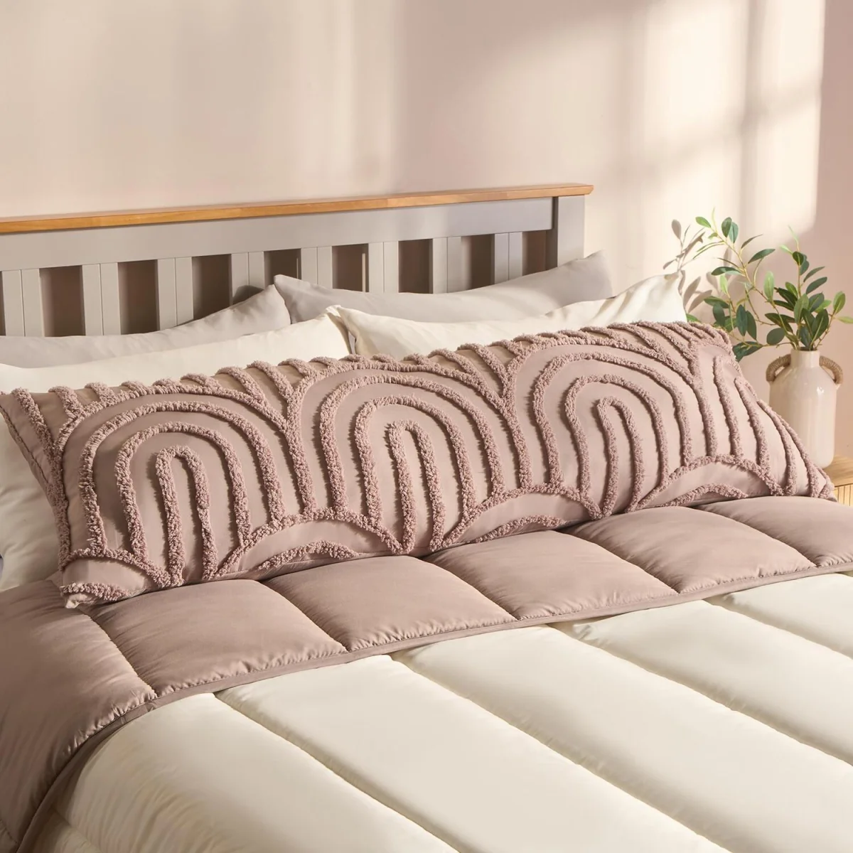 OHS Tufted Arches Bolster Pillow - Natural – image 2
