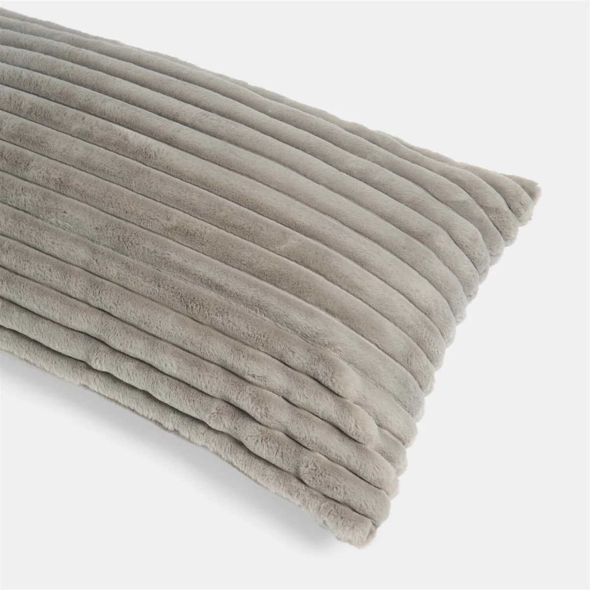 OHS Ribbed Faux Fur Bolster Pillow - Grey – image 6