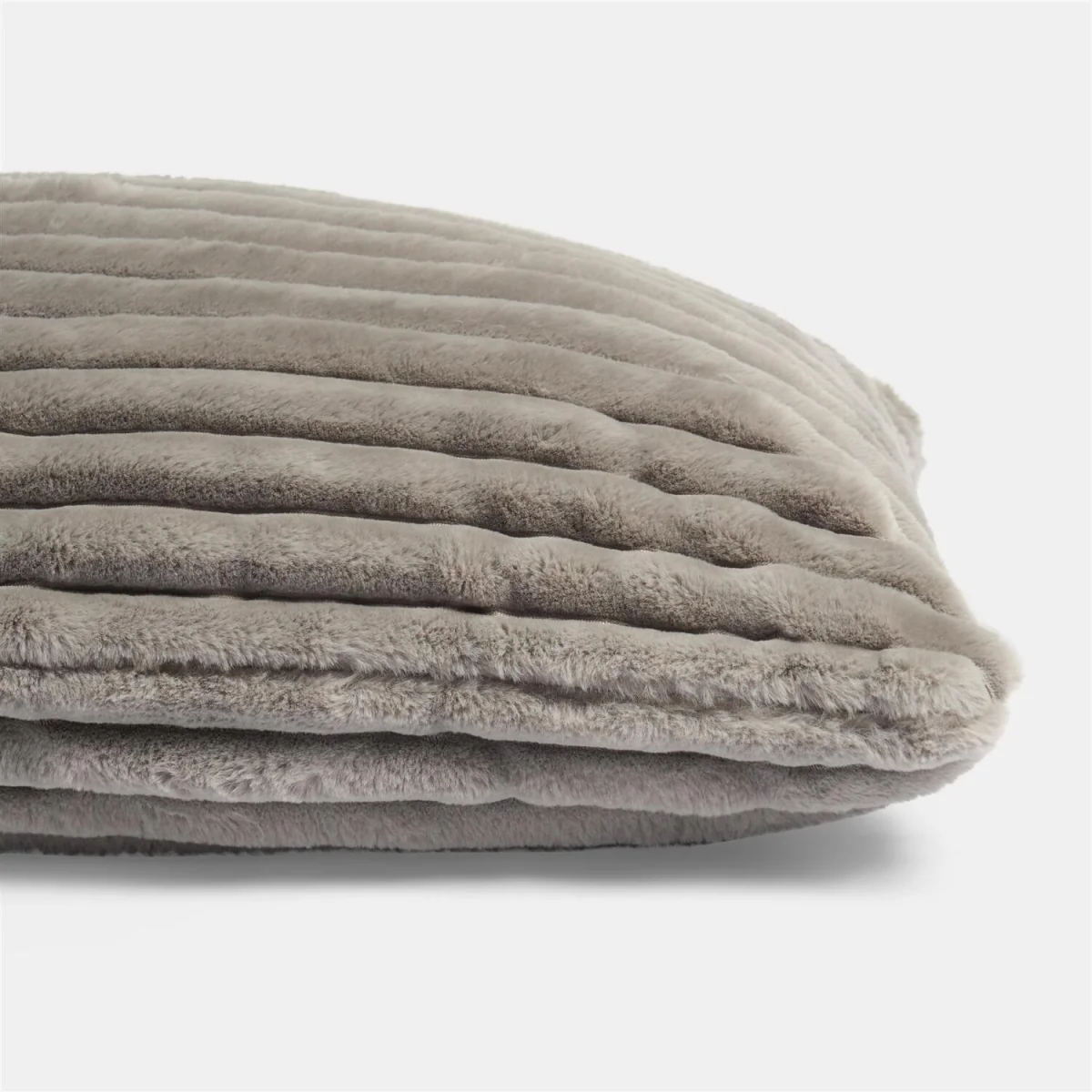OHS Ribbed Faux Fur Bolster Pillow - Grey – image 7