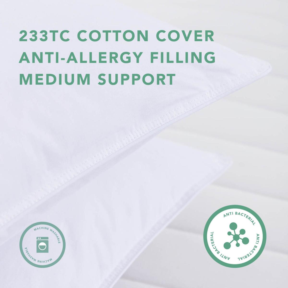 Pure Cotton Anti Allergy Pillow Pair With Micro-Fresh - White – image 4