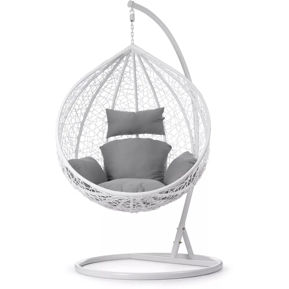 Egg Chair Seat Pad Outdoor Hanging Cradle Swing Back Cushion With Pillow - Grey – image 2