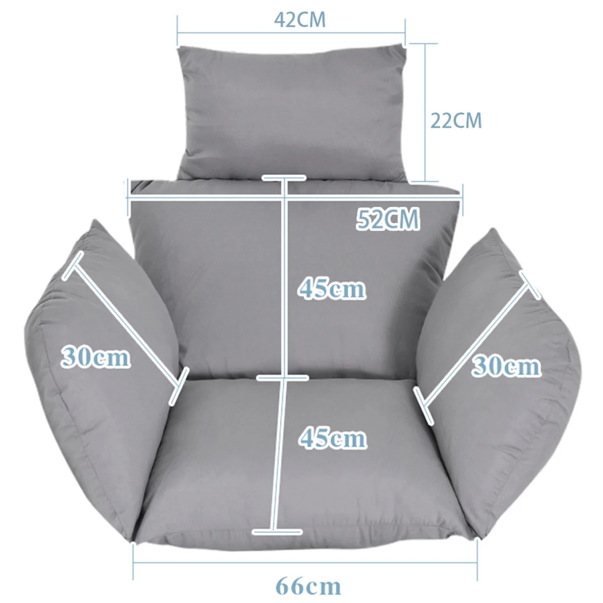 Egg Chair Seat Pad Outdoor Hanging Cradle Swing Back Cushion With Pillow - Grey – image 7