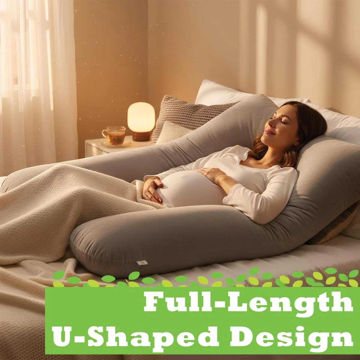 Pregnancy Pillow with Storage Bag - 52 inch - Pink - Pink – image 4
