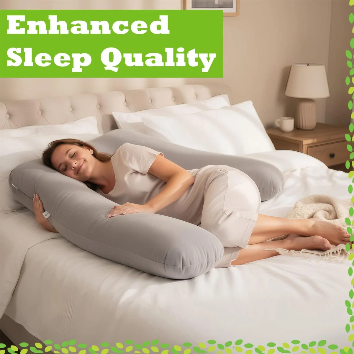 Pregnancy Pillow with Storage Bag - 52 inch - Pink - Pink – image 7