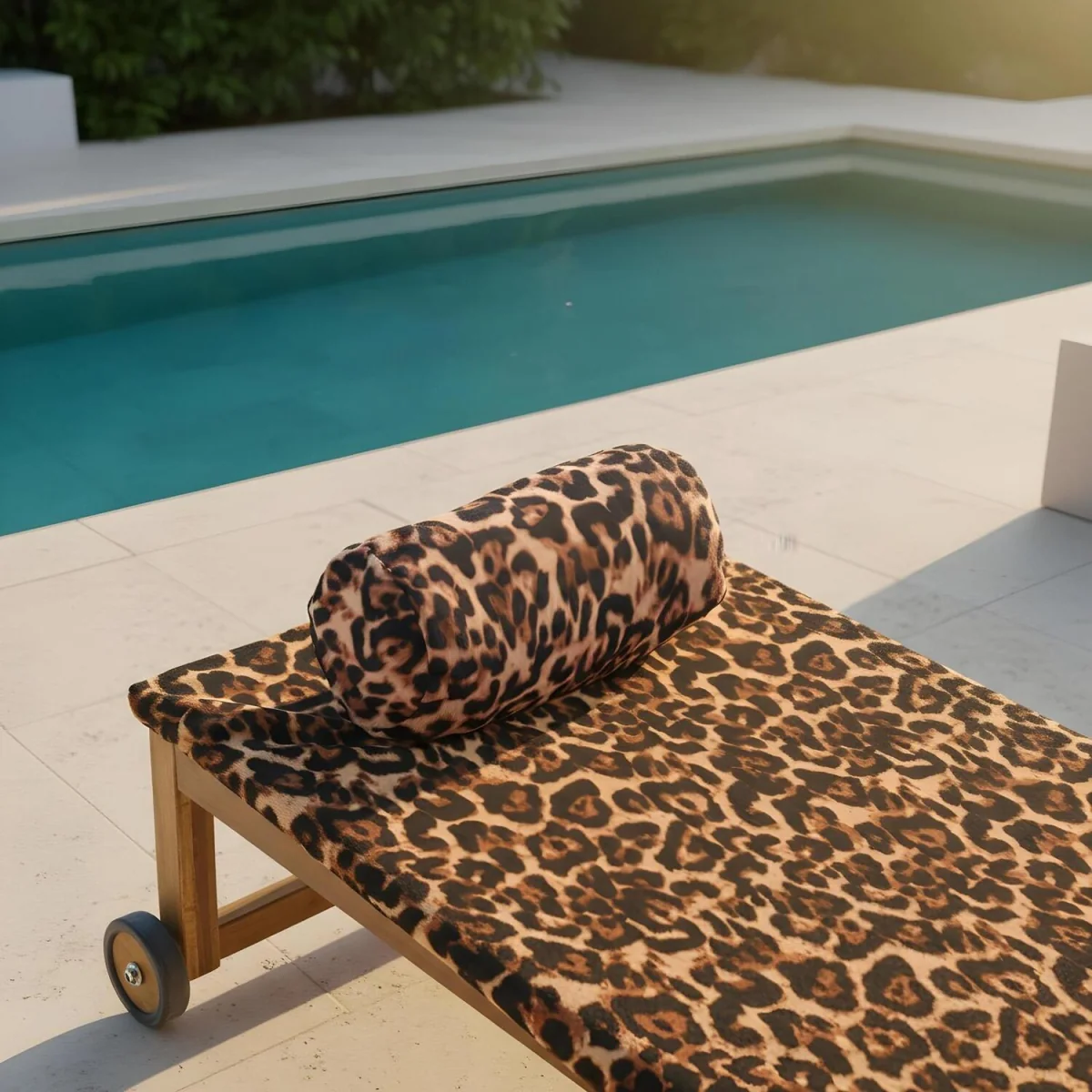 OHS Leopard Print Inflatable Beach Bolster Pillow - Natural – image 9