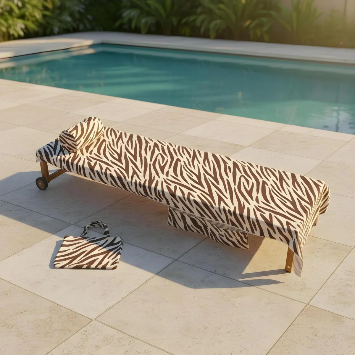 OHS Zebra Print Inflatable Beach Bolster Pillow - Brown/Cream – image 2
