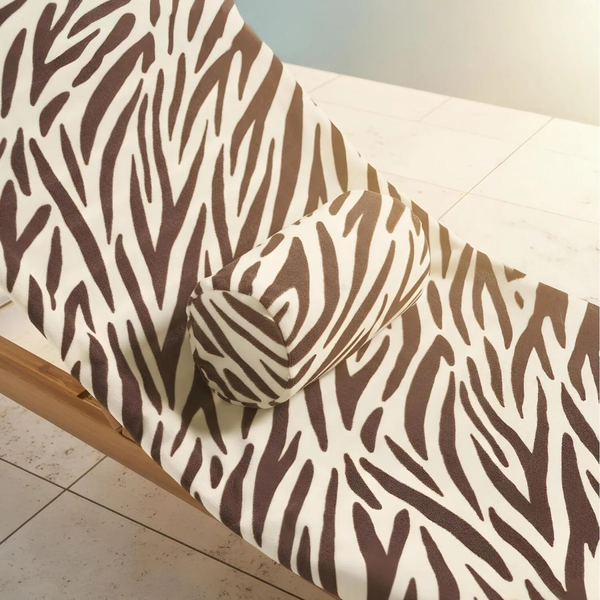 OHS Zebra Print Inflatable Beach Bolster Pillow - Brown/Cream – image 9