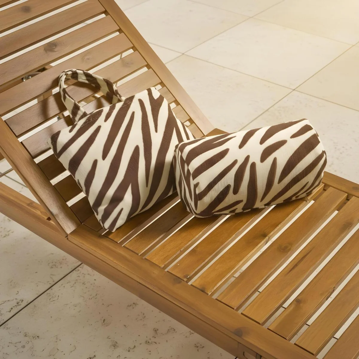 OHS Zebra Print Inflatable Beach Bolster Pillow - Brown/Cream – image 10