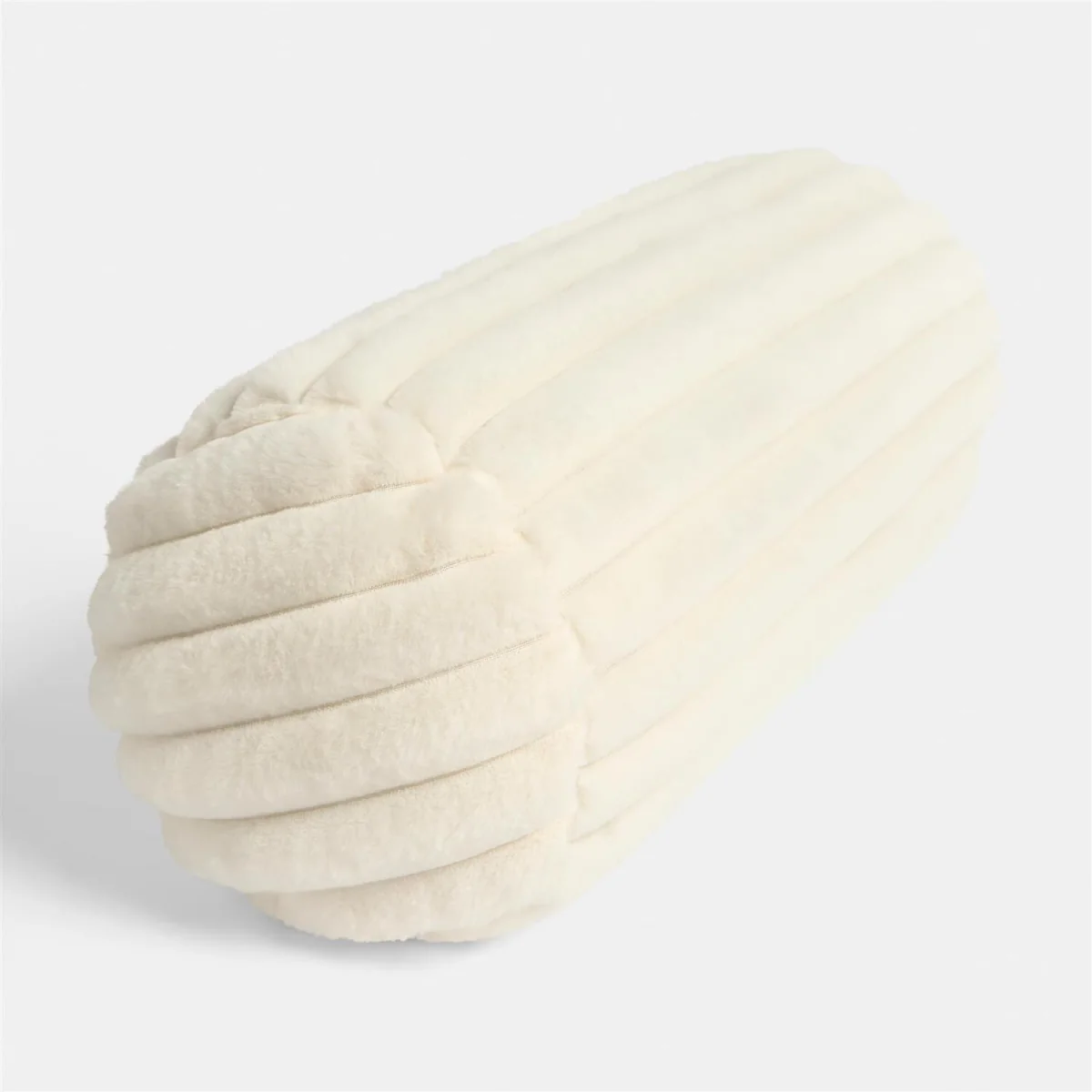 OHS Faux Fur Ribbed Bolster Pillow - Cream – image 3