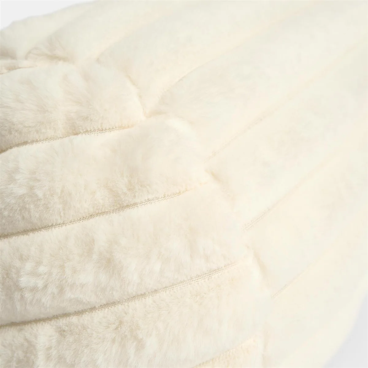 OHS Faux Fur Ribbed Bolster Pillow - Cream – image 4