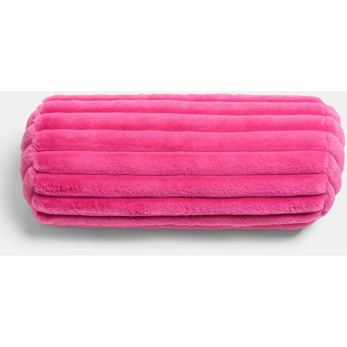 OHS Faux Fur Ribbed Bolster Pillow - Hot Pink – image 3