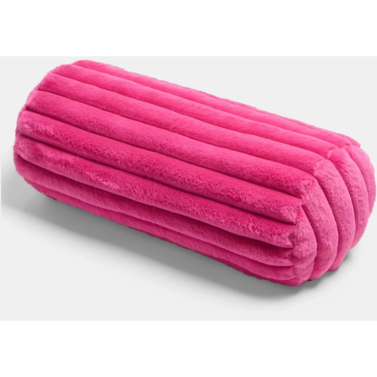 OHS Faux Fur Ribbed Bolster Pillow - Hot Pink – image 4