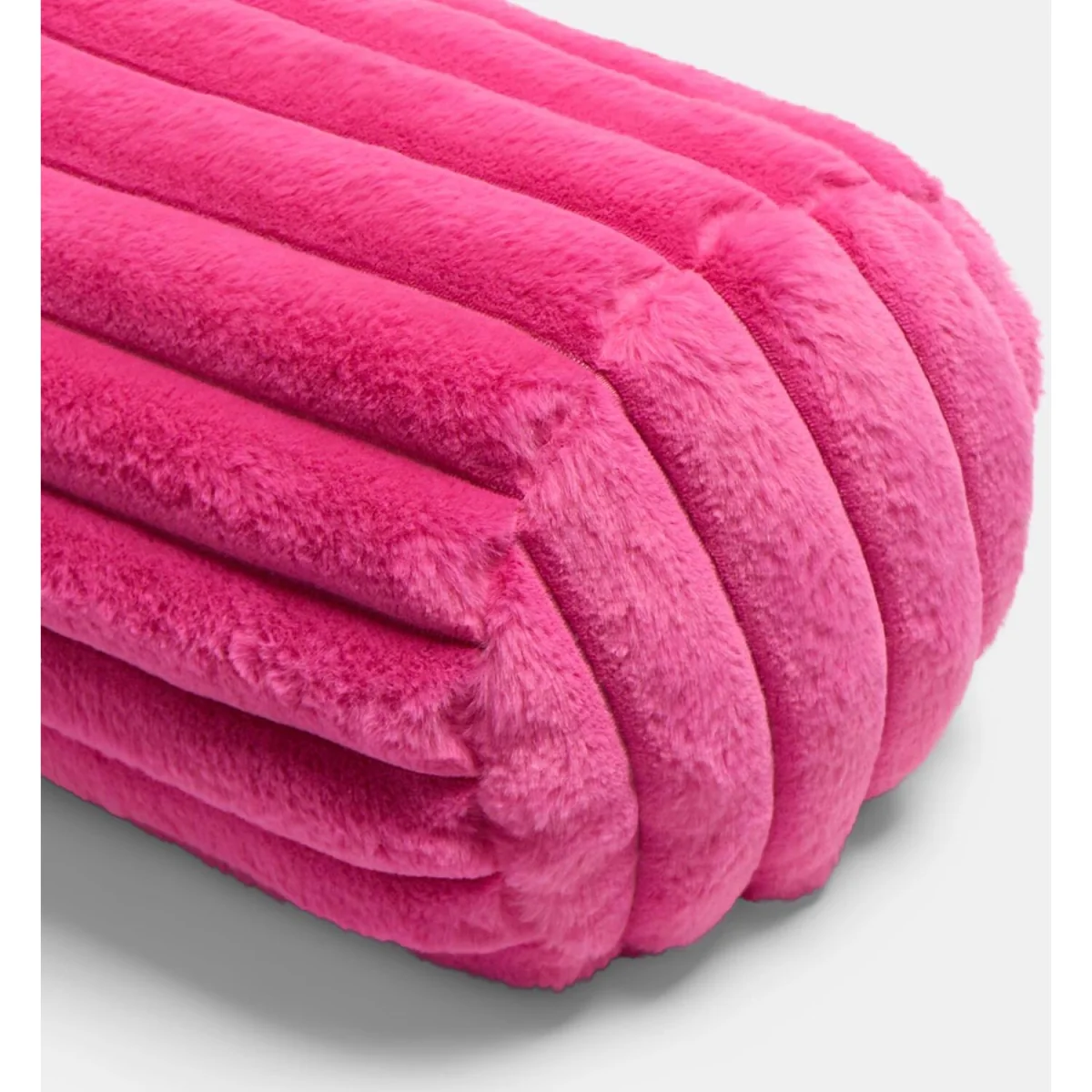 OHS Faux Fur Ribbed Bolster Pillow - Hot Pink – image 5