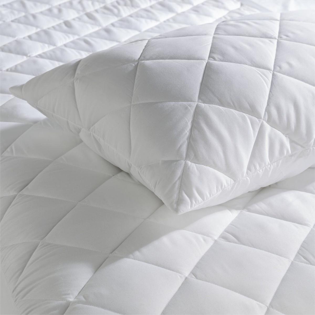 Soft quilted pillow and mattress protector set - White / Pillow x2 1kg – image 2
