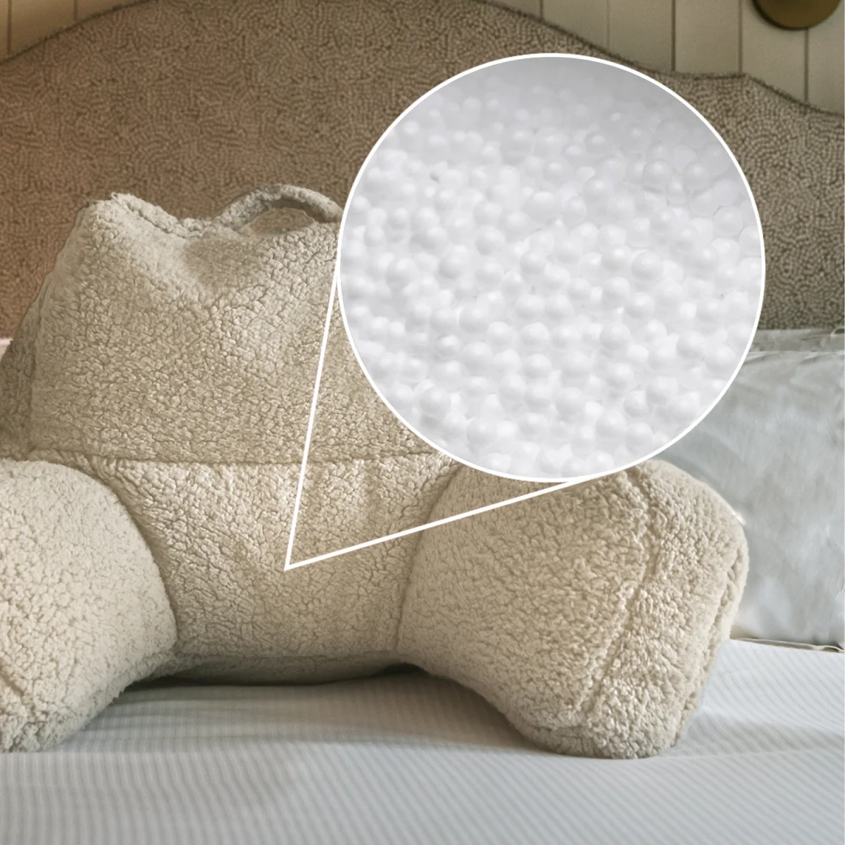 Berber Fleece Bean Filled Reading Support Pillow - Cream – image 19