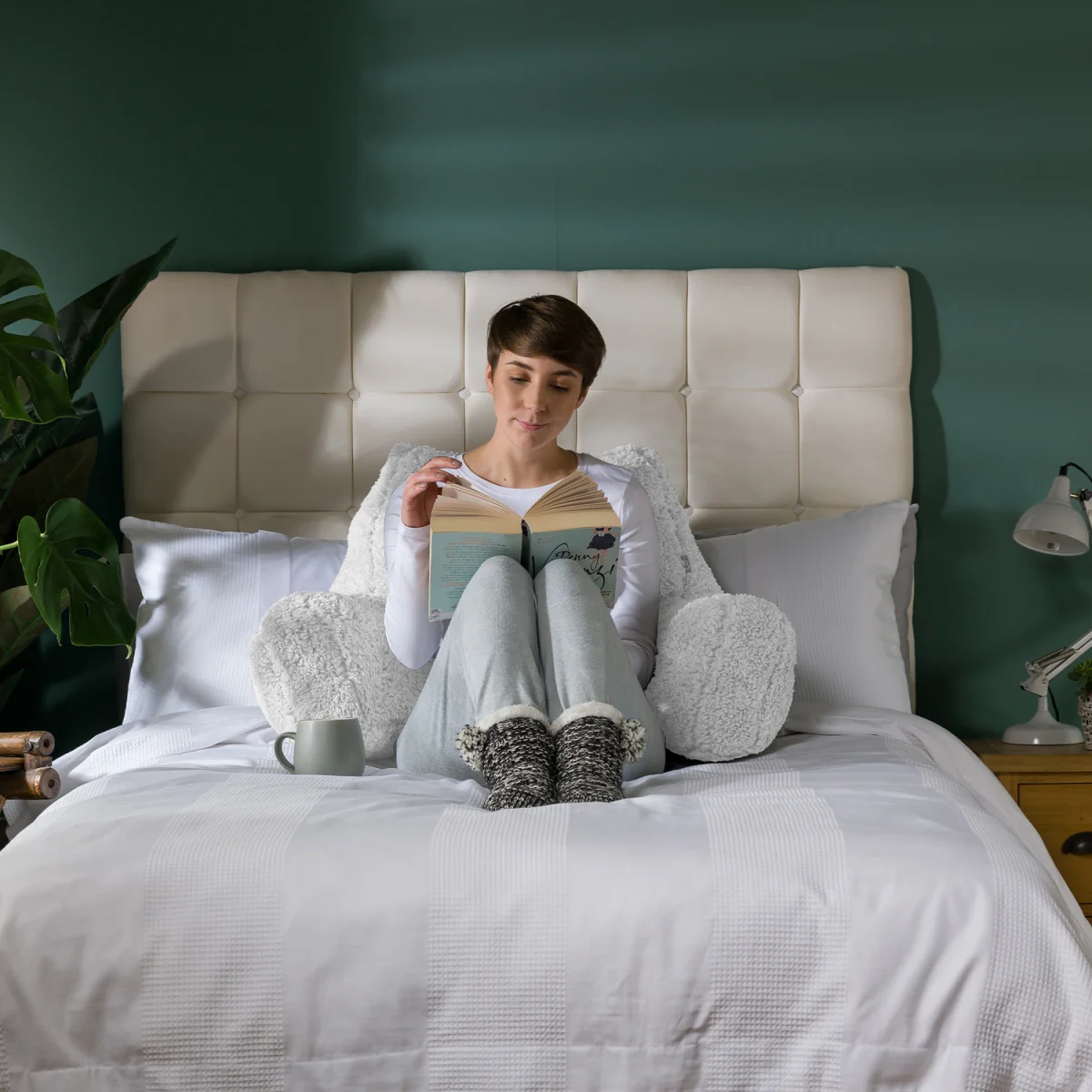 Berber Fleece Bean Filled Reading Support Pillow - Cream – image 7