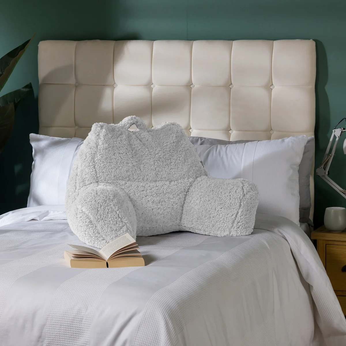 Berber Fleece Bean Filled Reading Support Pillow - Cream – image 9