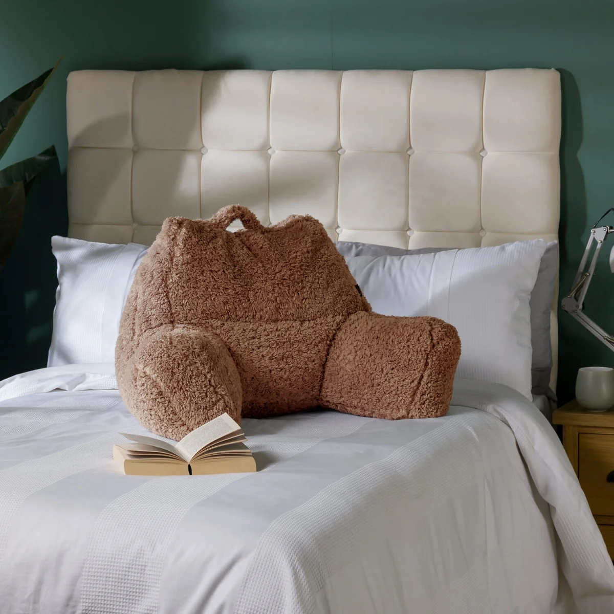 Berber Fleece Bean Filled Reading Support Pillow - Brown – image 7