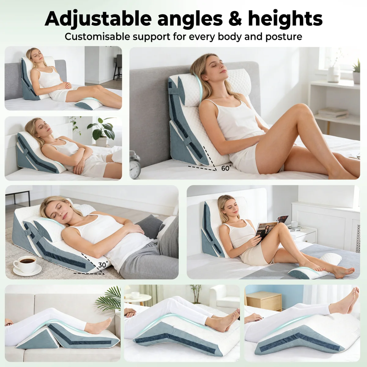 Lavio Adjustable Orthopaedic Wedge Pillow - White – image 5