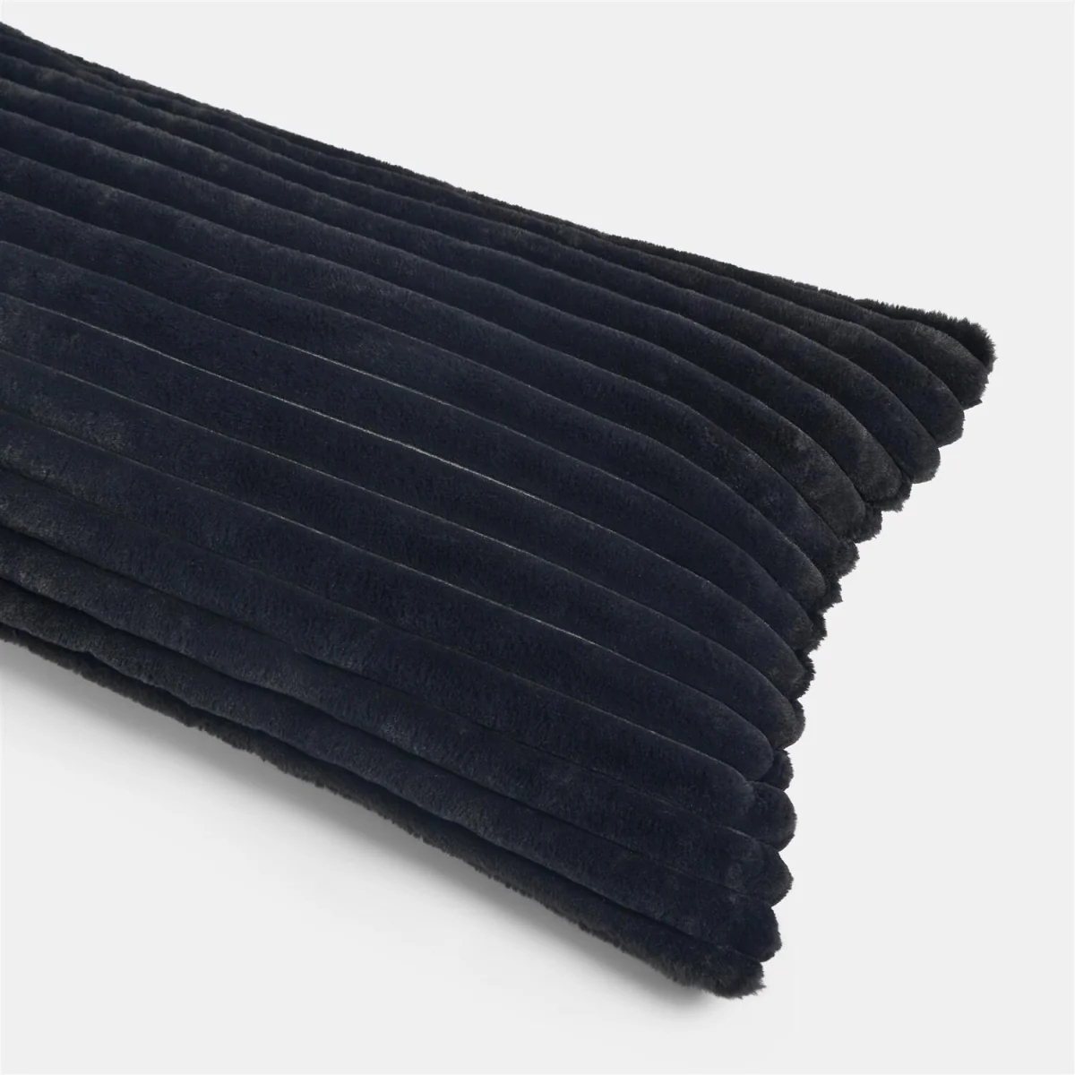 OHS Ribbed Faux Fur Bolster Pillow - Black – image 6