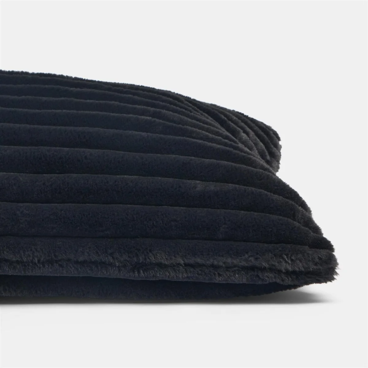 OHS Ribbed Faux Fur Bolster Pillow - Black – image 7
