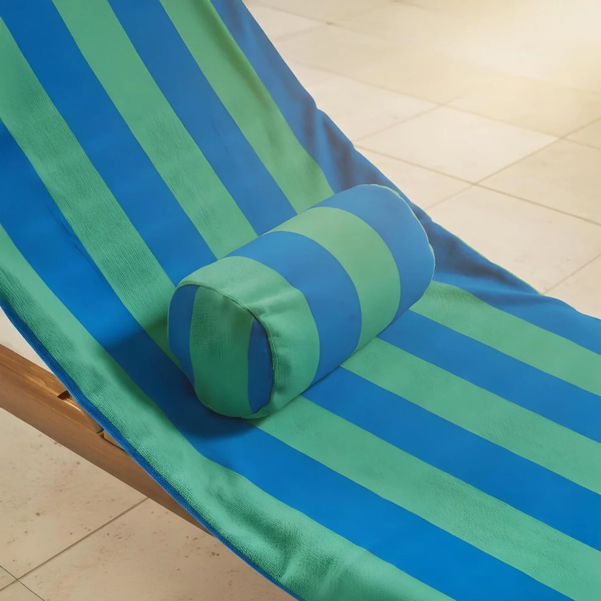 OHS Stripe Inflatable Beach Bolster Pillow - Blue/Green – image 8