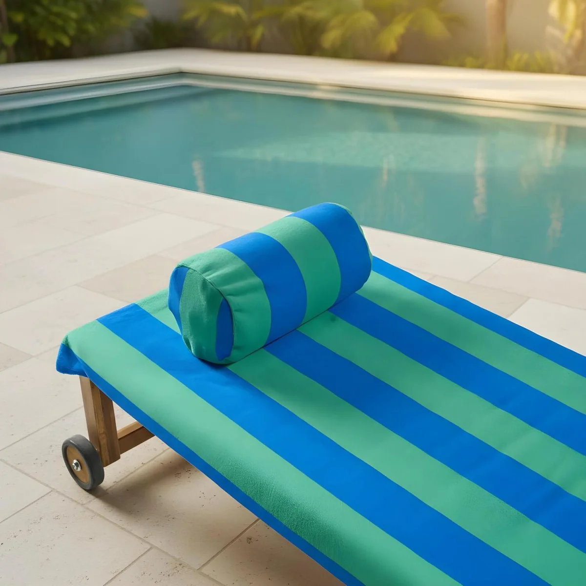 OHS Stripe Inflatable Beach Bolster Pillow - Blue/Green – image 9