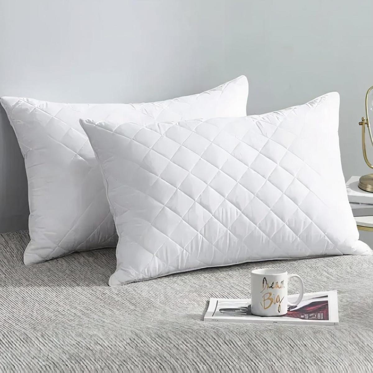 Pillows Pack Quilted Hotel Quality Premium Bed Pillows - White / 2