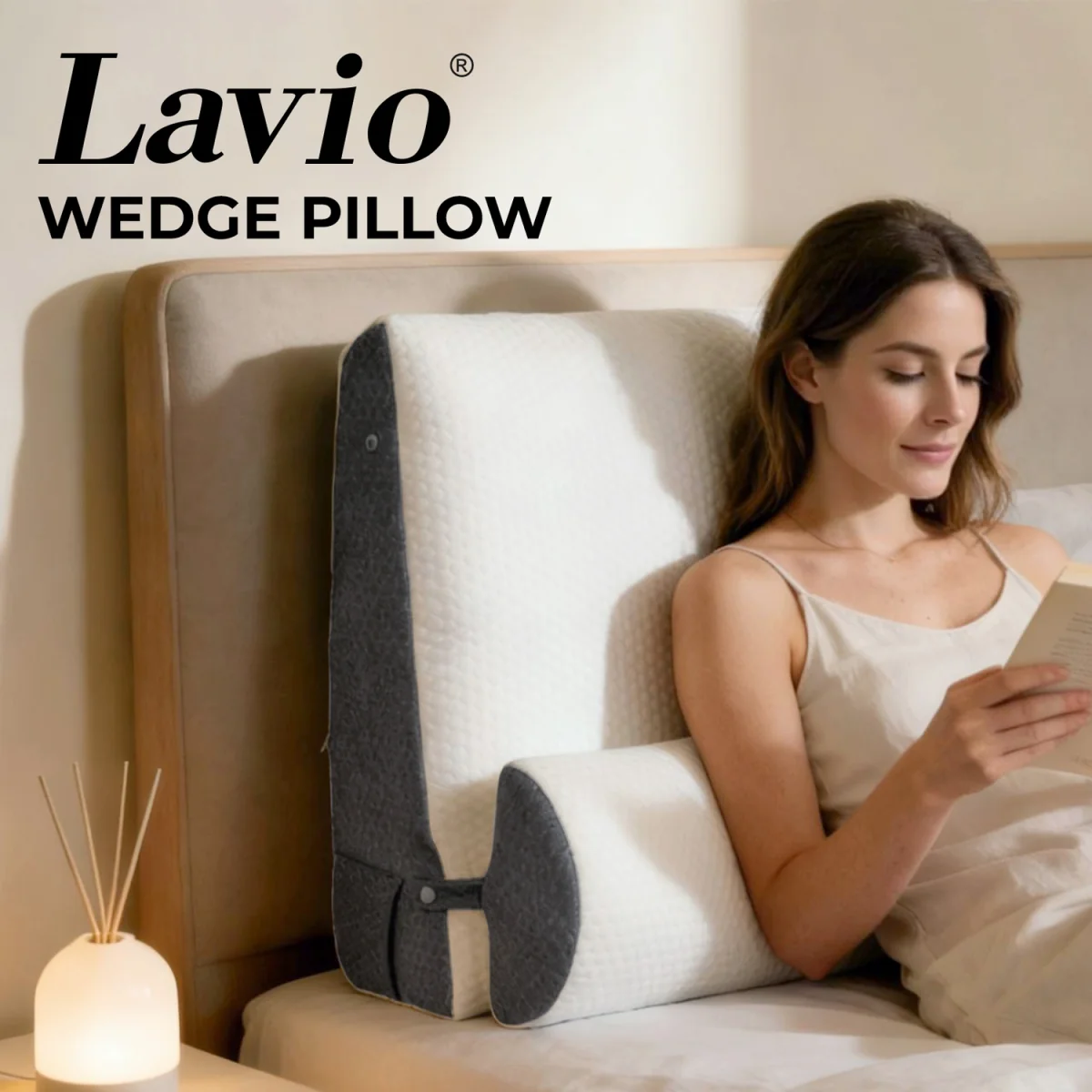 Lavio Wedge Pillow Memory Foam Trim - White – image 2