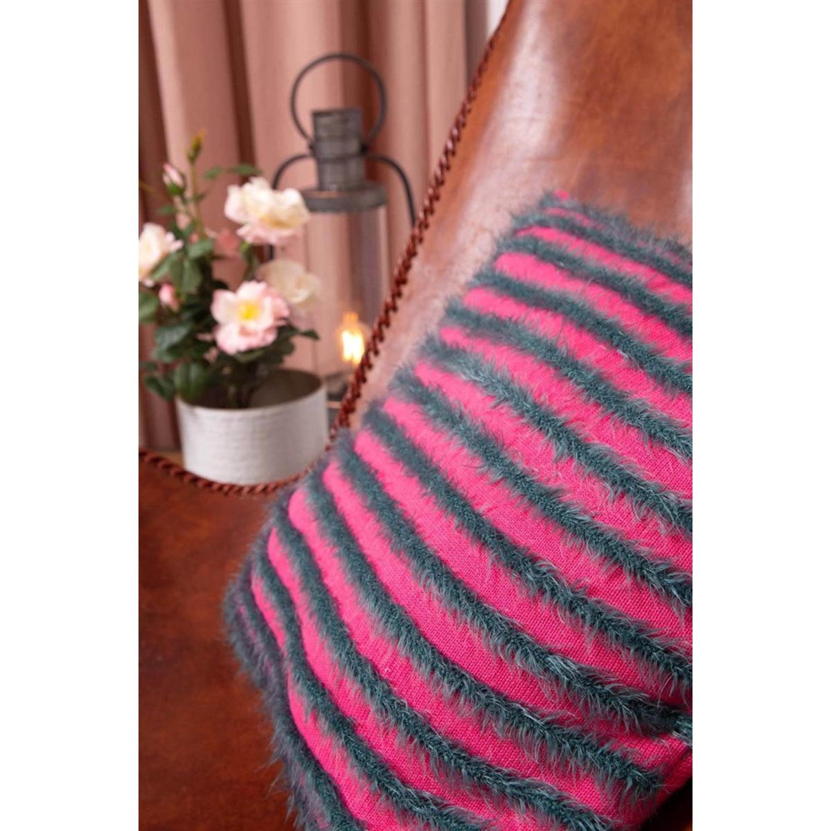 Havana Knitwear Fluffy Throw Pillow Case - Pink/Green | One Size | Peraluna – image 3