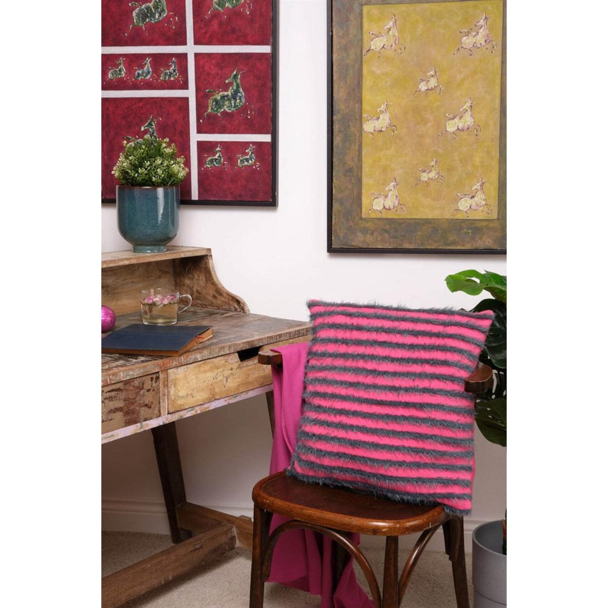 Havana Knitwear Fluffy Throw Pillow Case - Pink/Green | One Size | Peraluna – image 4