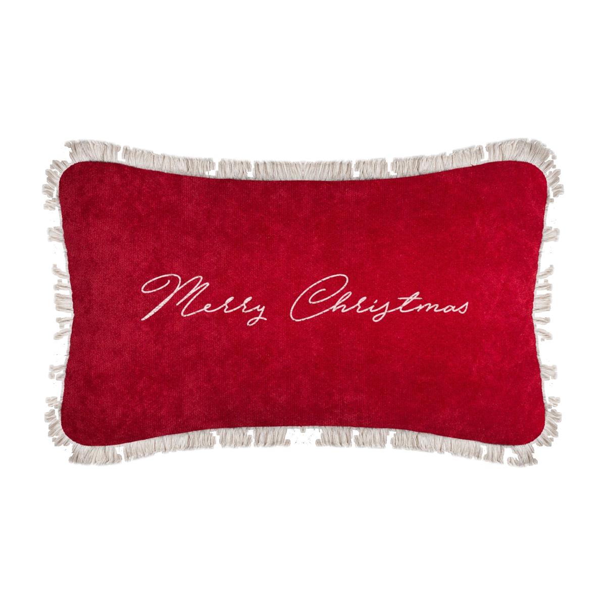 Christmas Red & White Happy Pillow Lo Decor