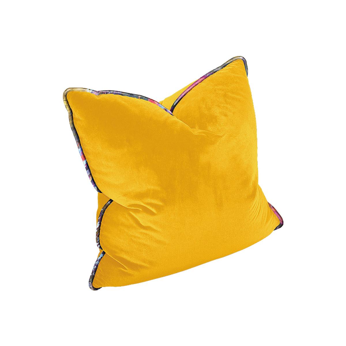 The Luxe Large Solid Gold Velvet Pillow With Fabric Welt Smithhönig