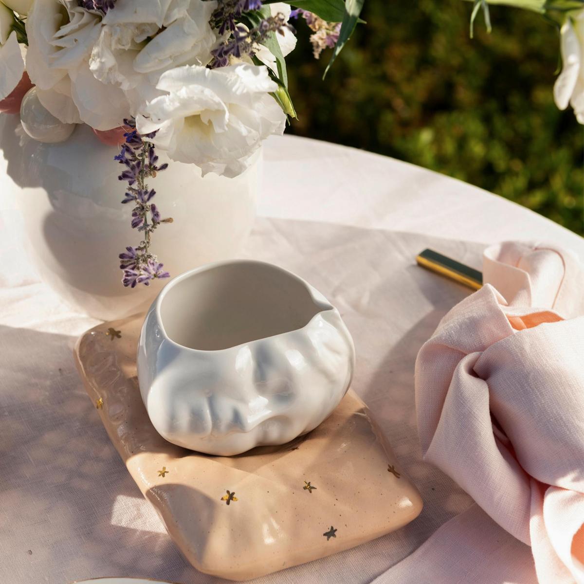 Neutrals / Gold / Rose Gold Sleeping Beauty Cup & Salmon Pillow Porcelain Set | Maji Atelier – image 2