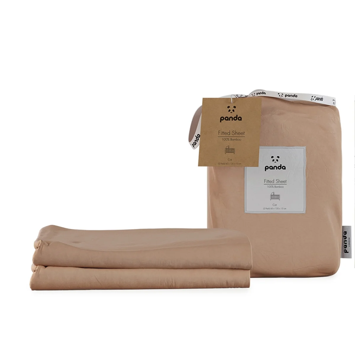 Panda London Bamboo Set of 2 Fitted Cot Sheets - Pure White – image 2