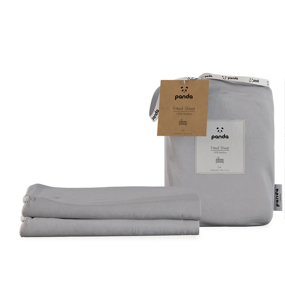 Panda London Bamboo Set of 2 Fitted Cot Sheets - Pure White – image 3