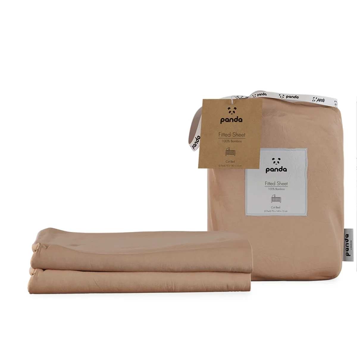 Panda London Bamboo Set of 2 Fitted Cot Bed Sheets - Pure White – image 3