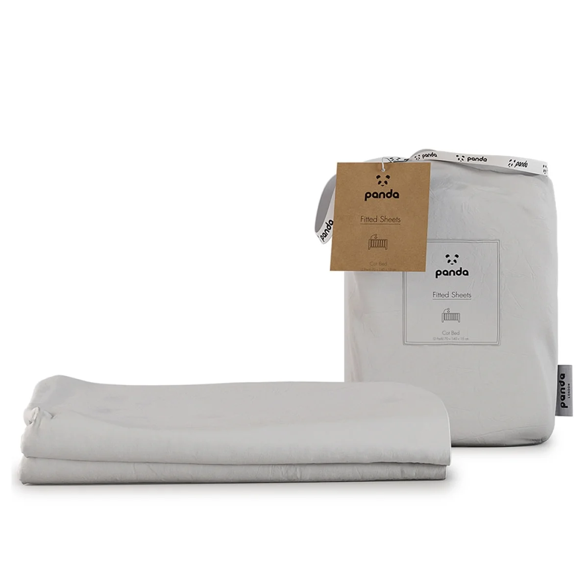 Panda London Bamboo Set of 2 Fitted Cot Bed Sheets - Pure White – image 4
