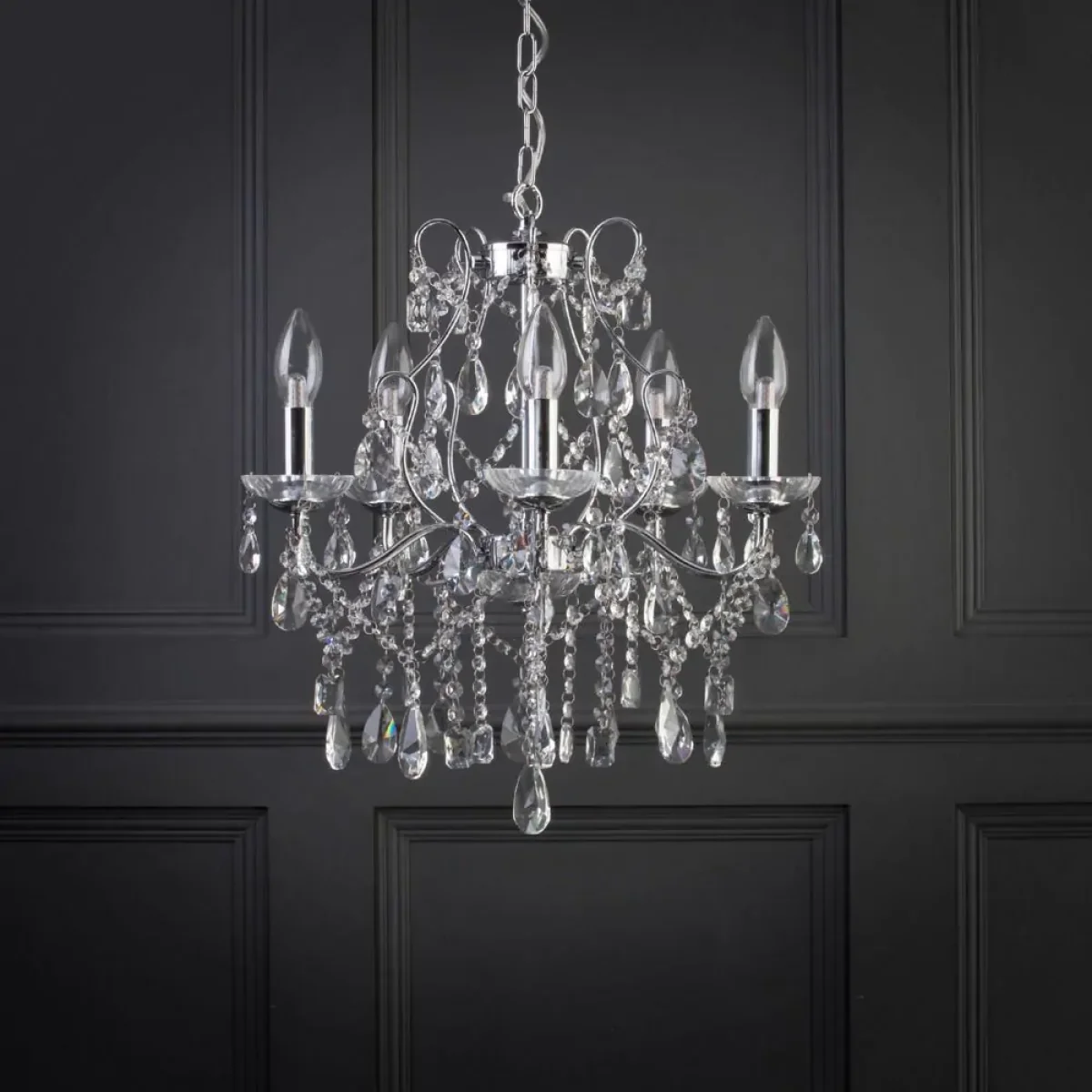 Annalee 5 Light Large Chandelier, Chrome – image 4