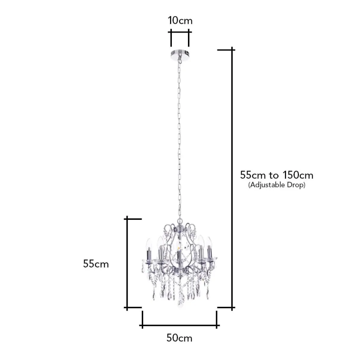 Annalee 5 Light Large Chandelier, Chrome – image 7