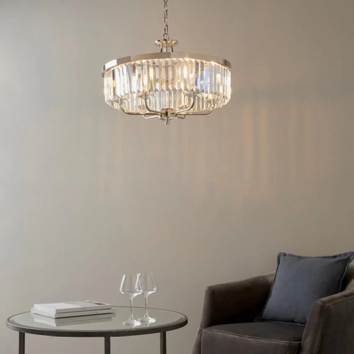Return - Vogue Balmoral 6 Light Chandelier, Nickel – image 6