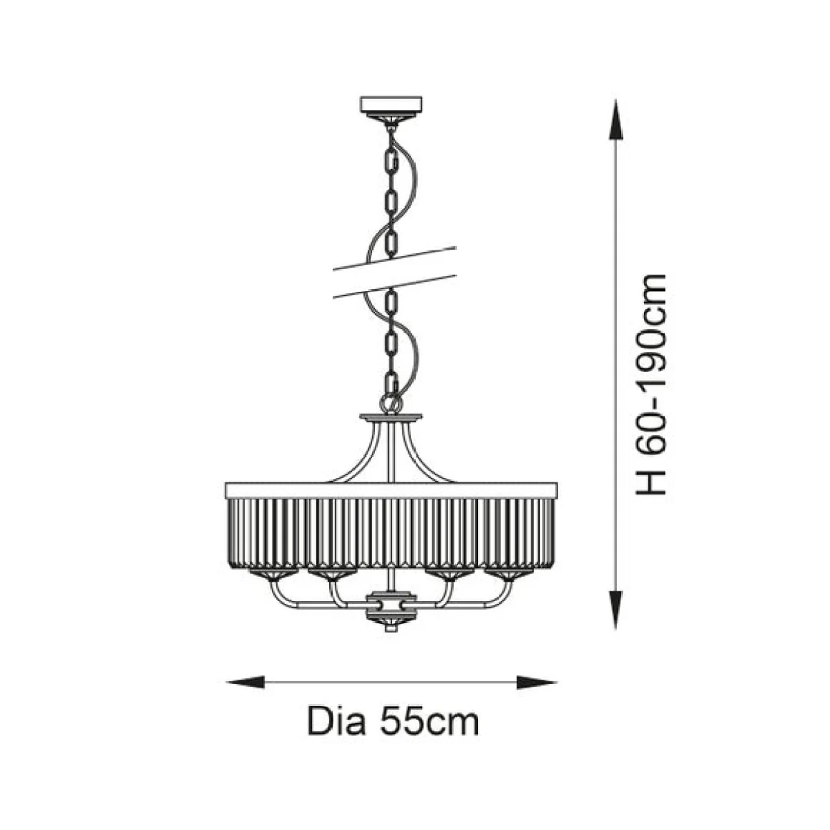 Return - Vogue Balmoral 6 Light Chandelier, Nickel – image 7