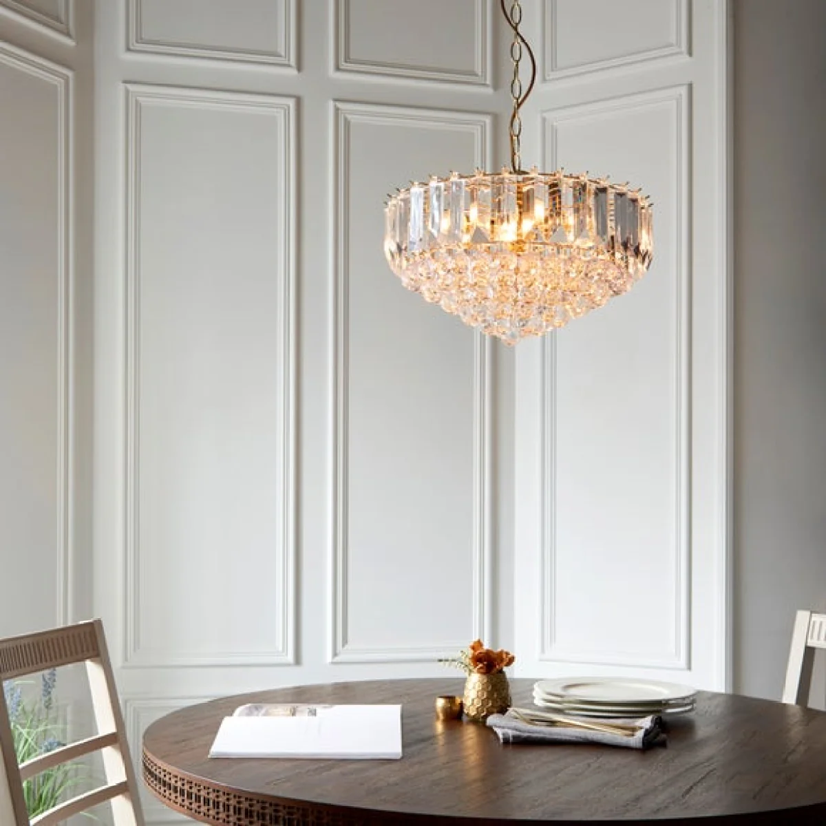 Return - Vogue Tioga 6 Light Chandelier, Brass – image 3