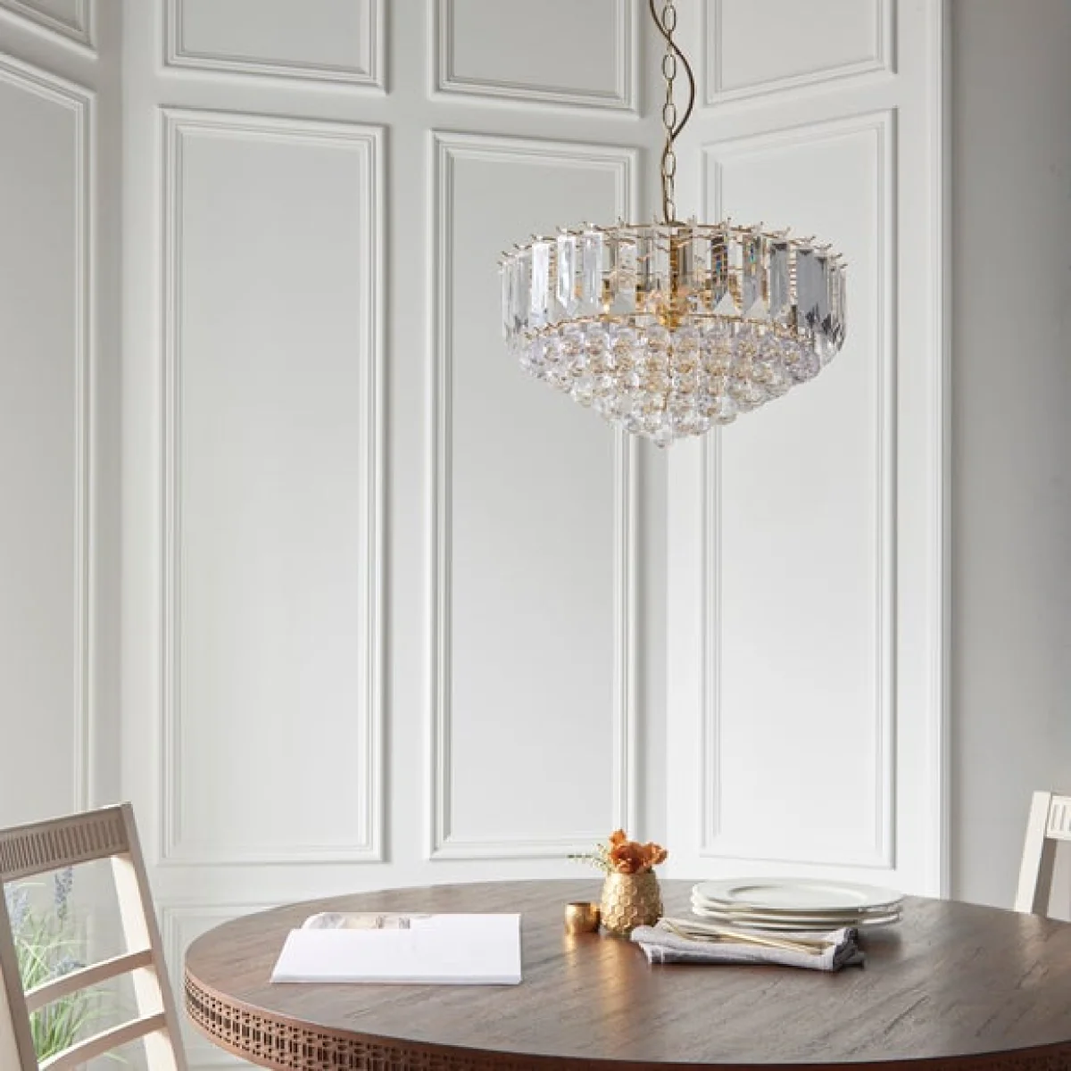 Return - Vogue Tioga 6 Light Chandelier, Brass – image 4