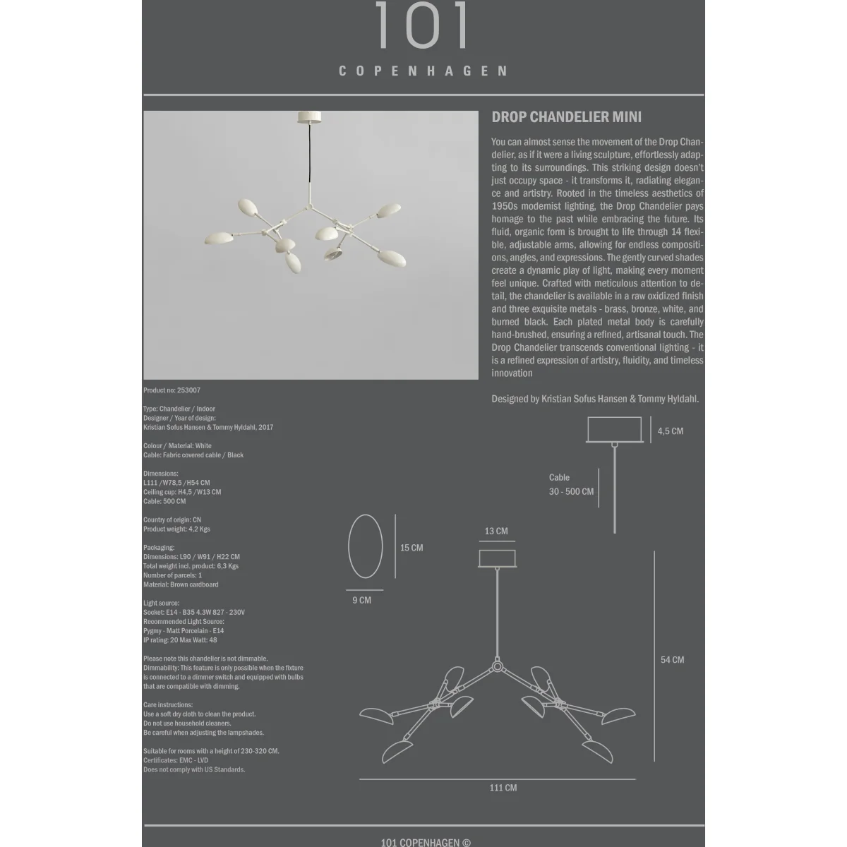 101 Copenhagen Drop Chandelier chandelier mini White – image 2