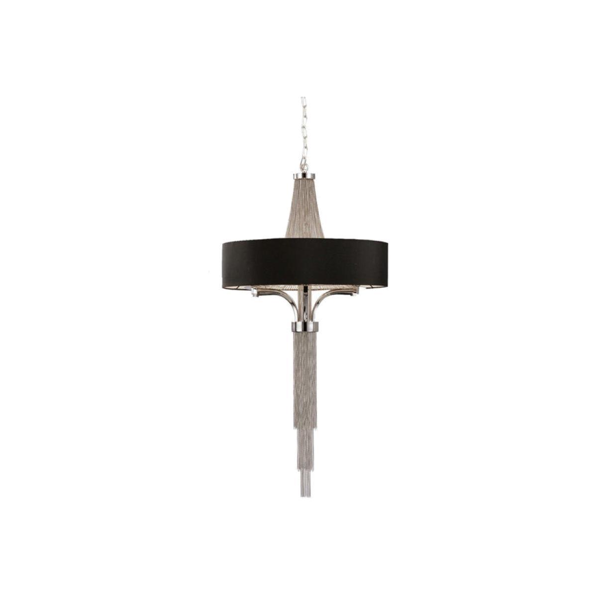 Libra Metal Chandelier In Nickel Finish & Black Shade / Black/Silver / Small