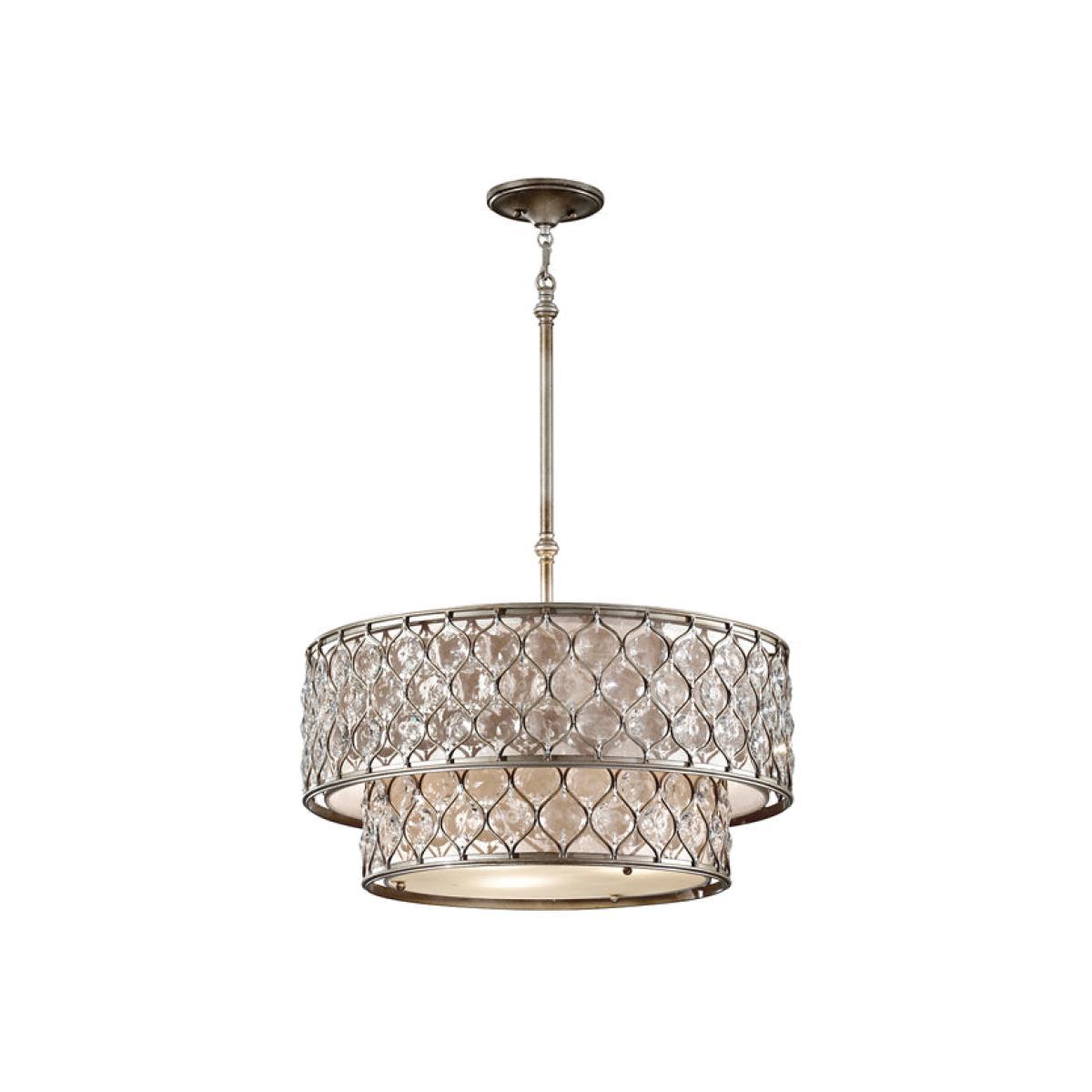 Elstead Lucia 6 Light Chandelier Burnished Silver – image 1