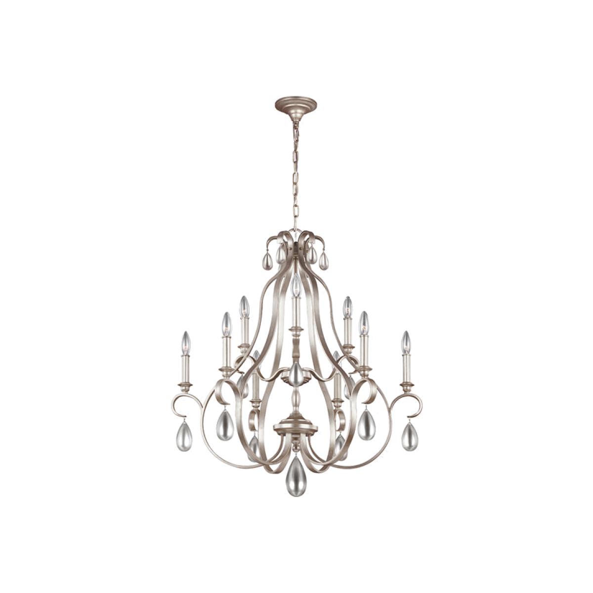 Elstead DeWitt 9 Light Sunrise Chandelier Silver – image 1