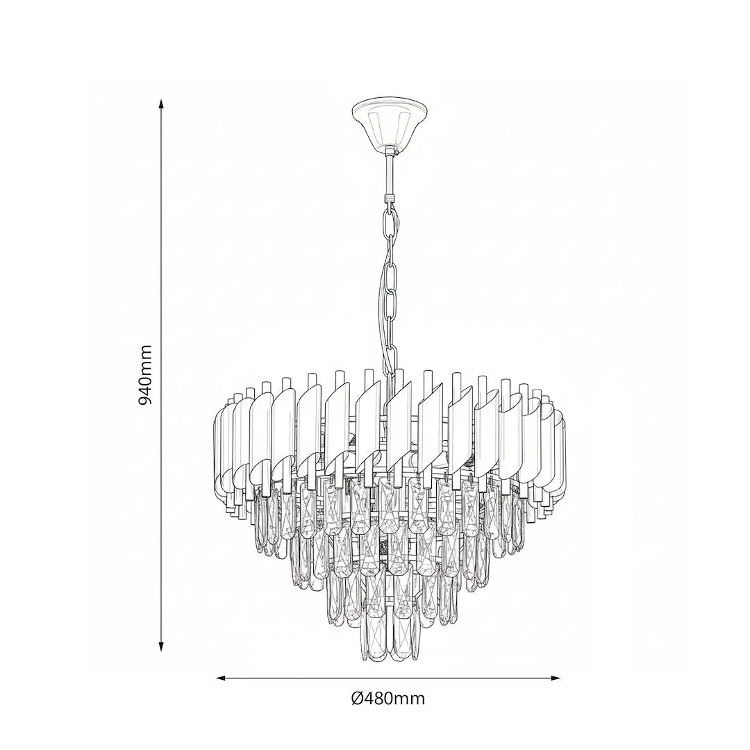 Cristal Black & Gold 7 Light Chandelier – image 11